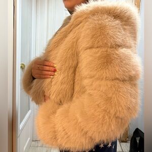 Women's Plush Teddy Jacket - Tan